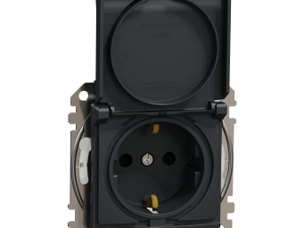 Розетка з заземлення, зі шторками, та з кришкою IP44 Чорний Sedna Design
SDD214024 Розетка з заземлення, зі шторками, та з кришкою IP44 Чорний Sedna Design
SDD214024